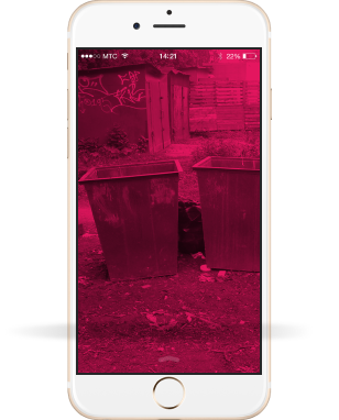 Телефон с розовым изображением мусорников